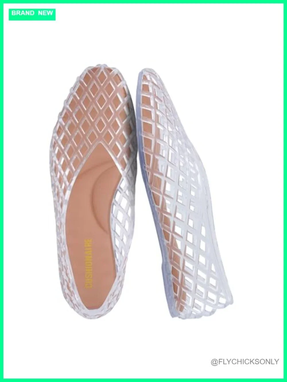 Slip On Pointed Toe Lattice Ballet Flats for Women, Comfortable Jelly Shoes